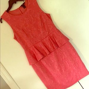 H&M coral peplum dress